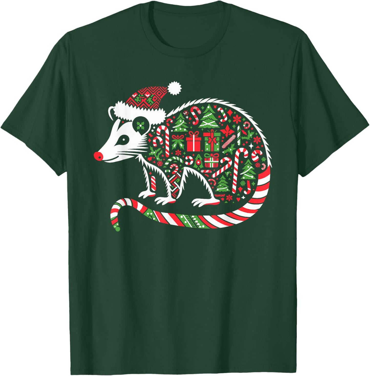 Christmas Tree Candy Possum Santa Christmas Kids T-Shirt - T-Shirt | Forest