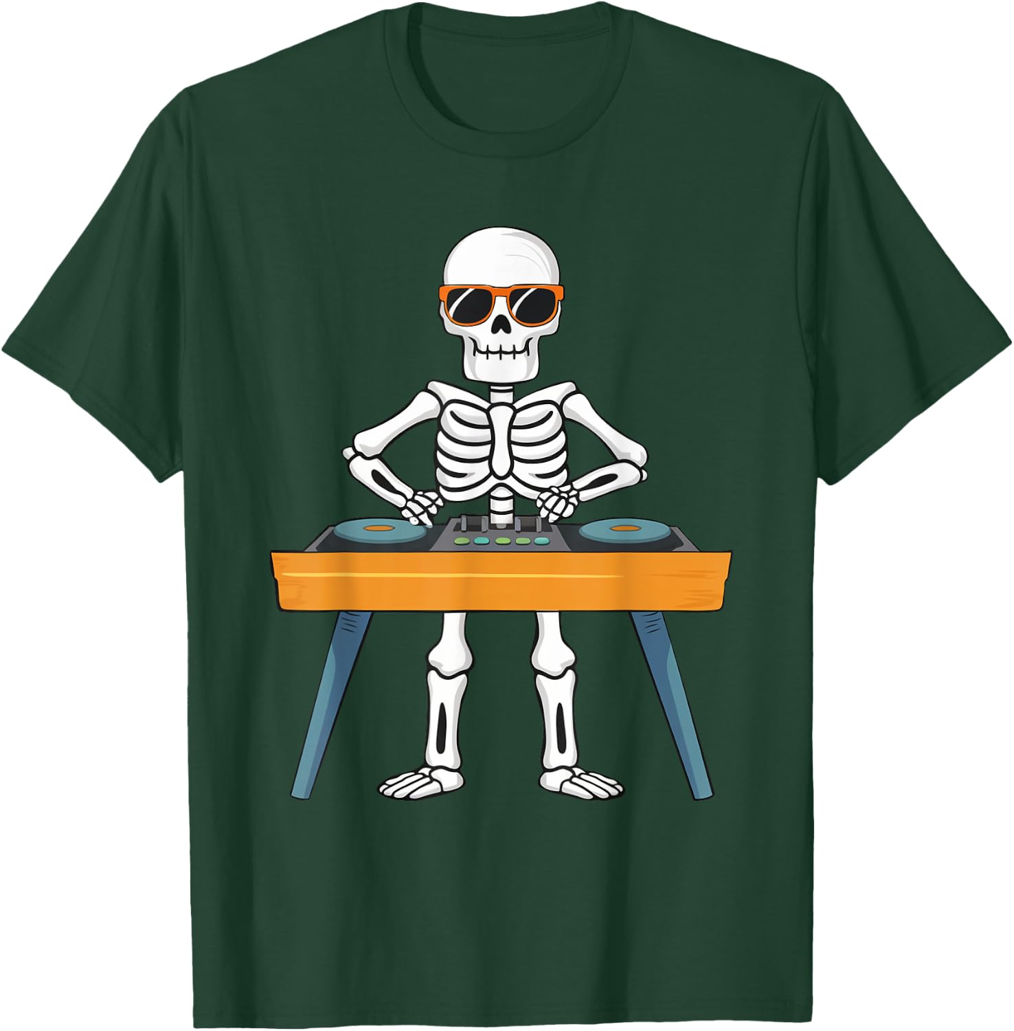 Funny Skeleton Playing DJ Music Kids Boys Girls Halloween T-Shirt - T-Shirt | Forest