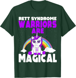 Rett Syndrome Awareness Purple Ribbon Cute Magical Unicorn T-Shirt - T-Shirt | Forest