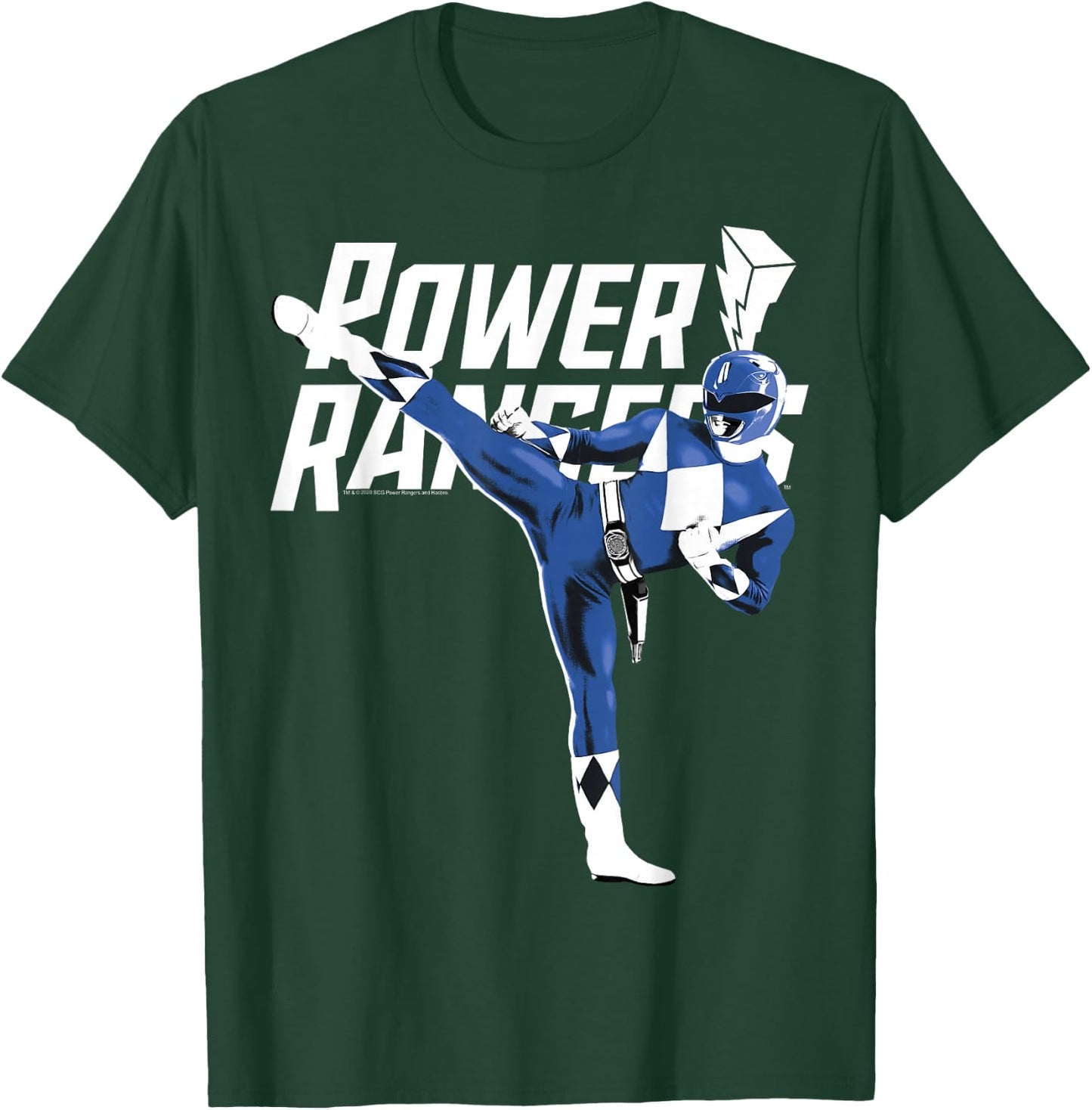 Power Rangers Blue Ranger Karate Action Pose Logo T-Shirt - T-Shirt | Forest