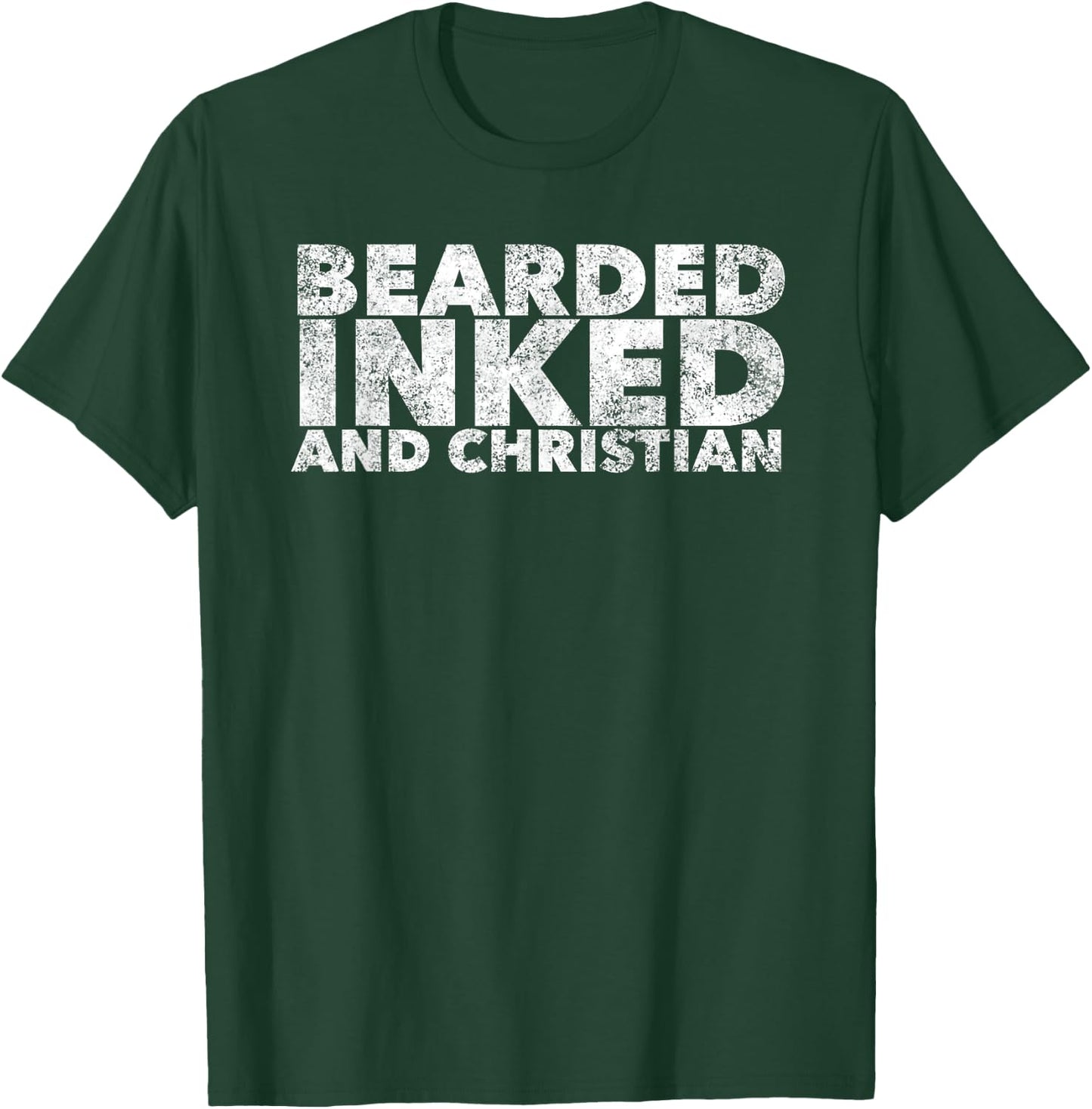 Bearded Inked and Christian - Tattooed Believer with Beard T-Shirt - T-Shirt | Forest