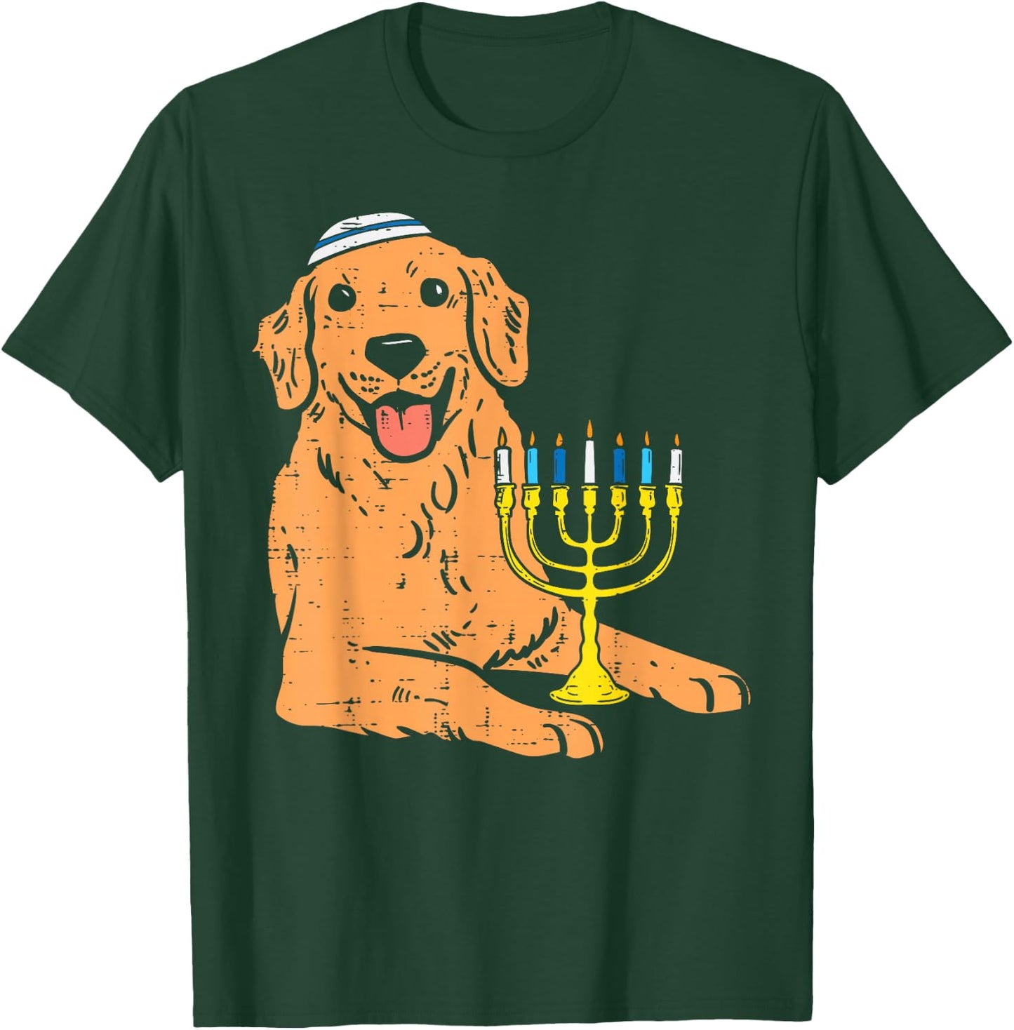 Jewish Golden Retriever Dog Hanukkah Pajamas Chanukah PJs T-Shirt - T-Shirt | Forest
