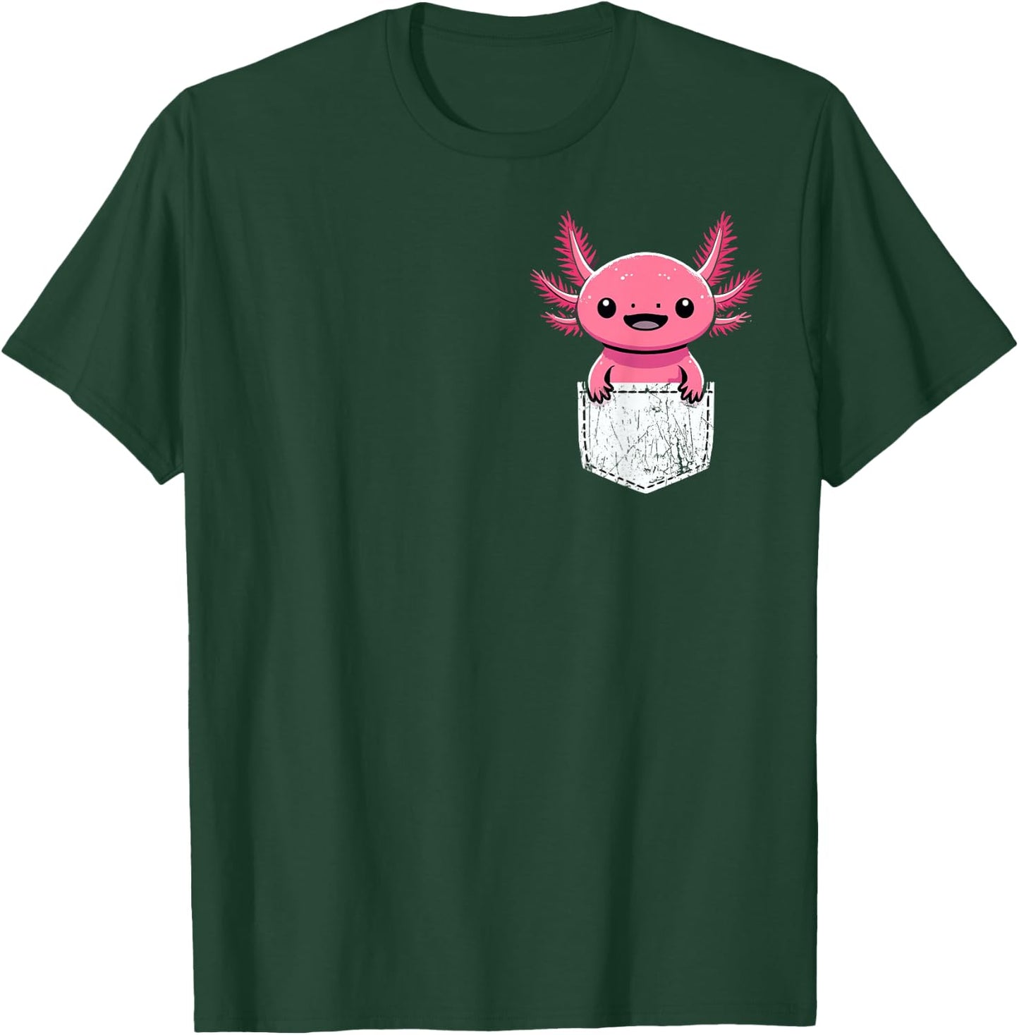 Axolotl Cute Kawaii Pocket Axolotl T-Shirt - T-Shirt | Forest