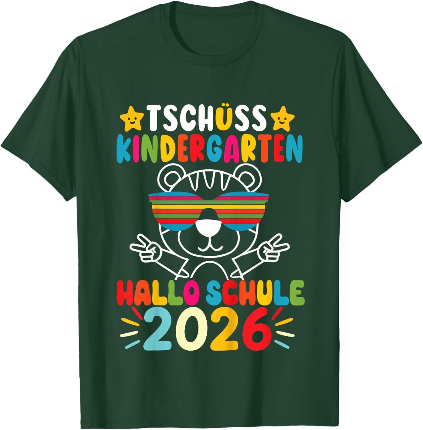 Kinder Tschüss Kindergarten Hallo Schule Kita Abgänger 2026 Tigerin T-Shirt - T-Shirt | Forest