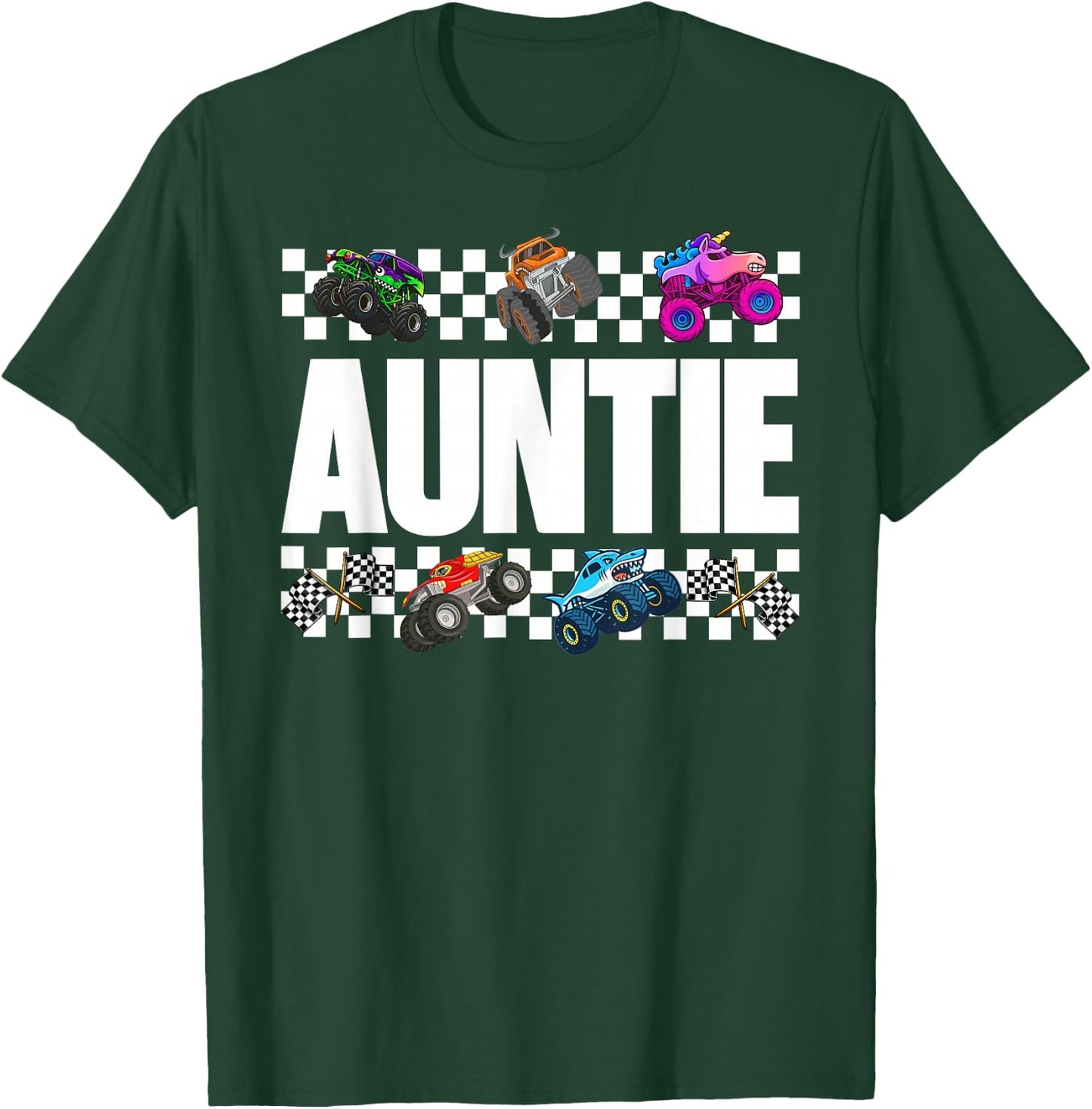 Auntie Monster Truck Family Crew Birthday Matching Women T-Shirt - T-Shirt | Forest