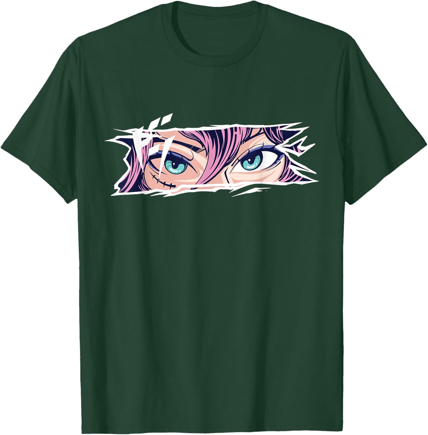 Anime & Japan Culture Apparel Gifts FIDIMA Anime Eyes - -Adults & Kids - Black - Small - Short Sleeve - Cotton 65%, Polyester 35% T-Shirt - T-Shirt | Forest