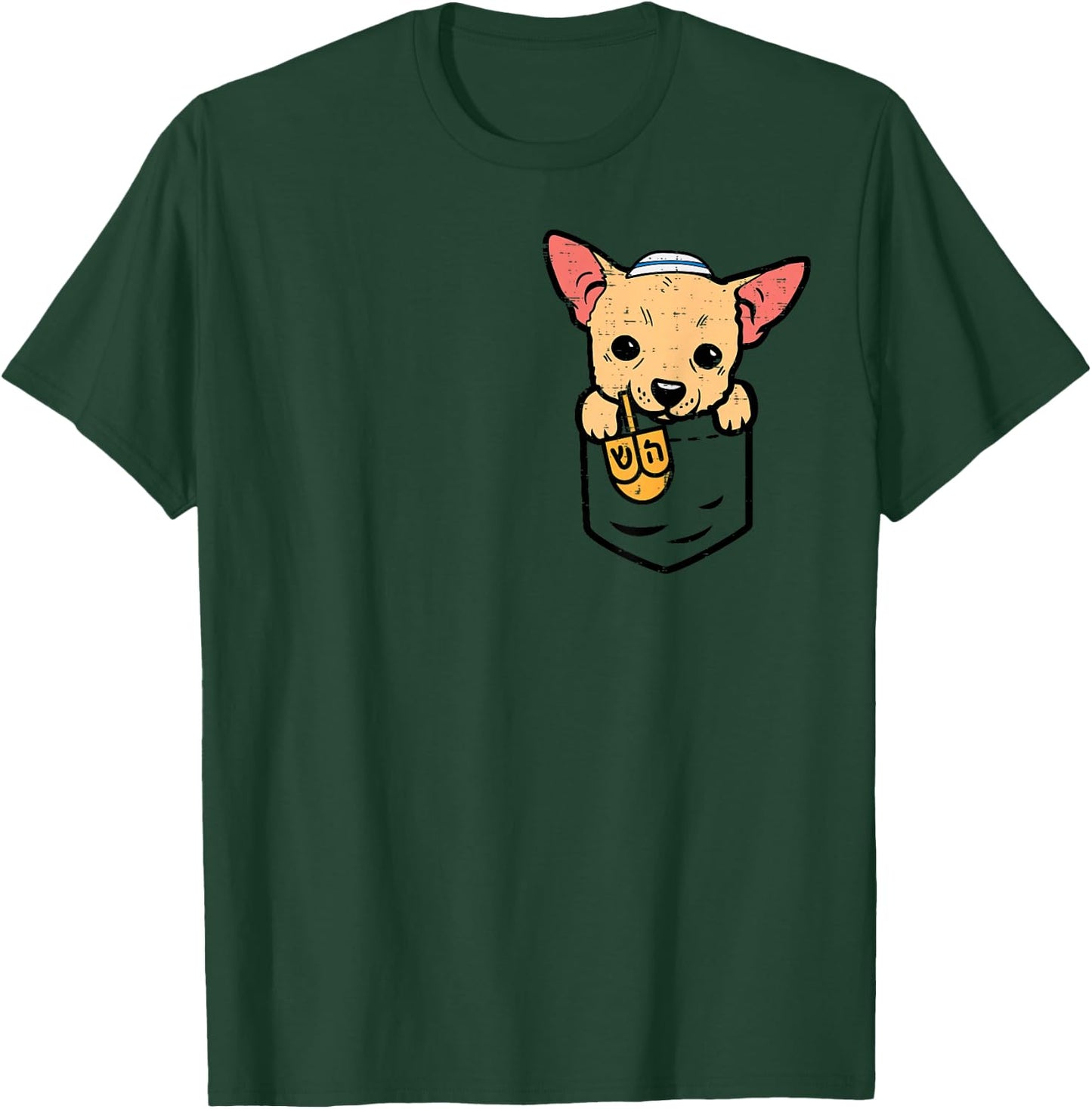 Pocket Dog Chihuahua Chiwawa Hanukkah Pajamas Chanukah PJs T-Shirt - T-Shirt | Forest