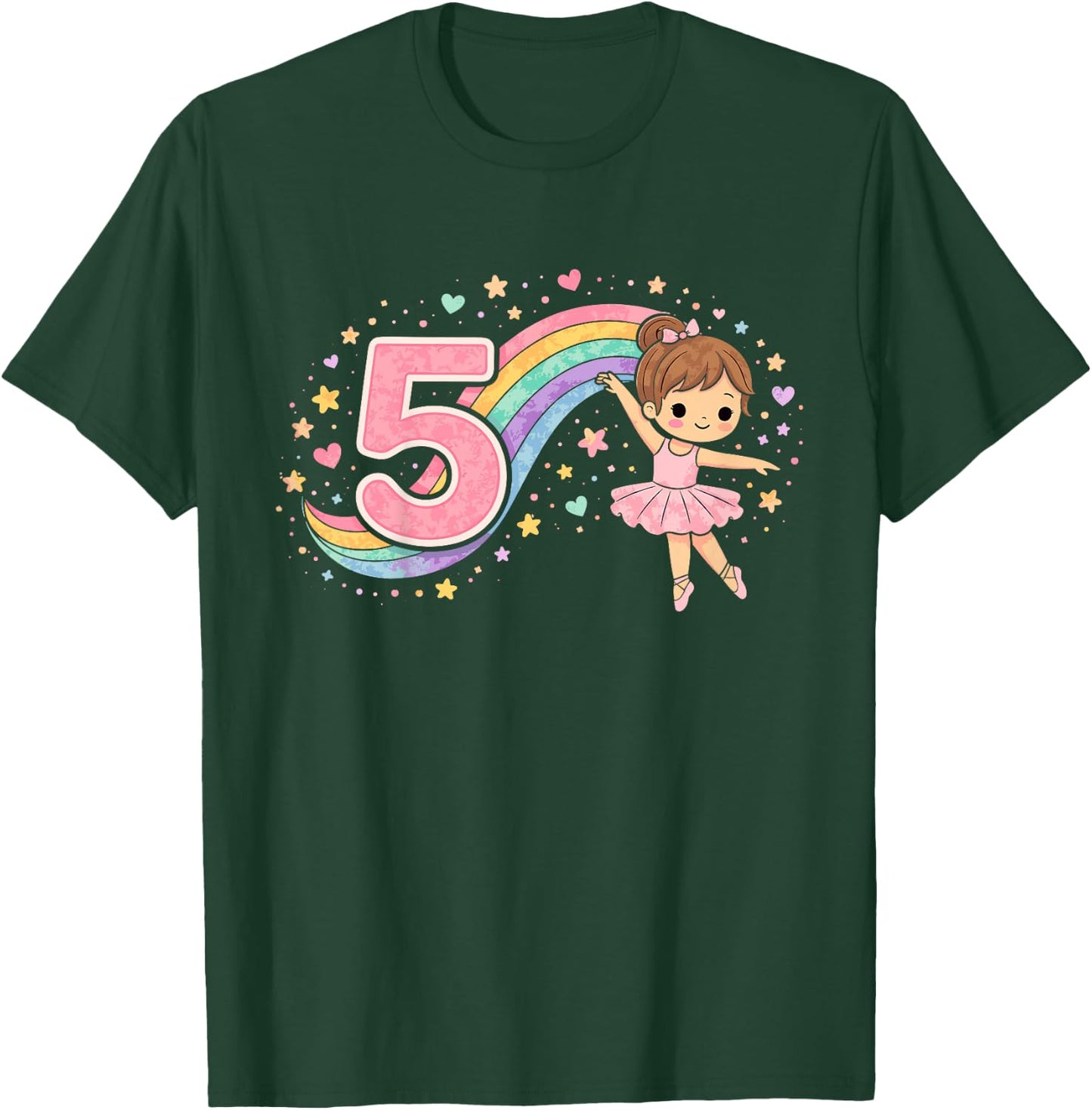 5. Geburtstag Mädchen Regenbogen Deko 5 Jahre Mädchen T-Shirt - T-Shirt | Forest