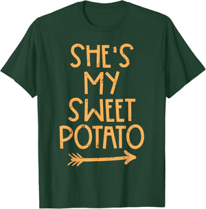 Thanksgiving Shes My Sweet Potato Matching Couple Fall Men T-Shirt - T-Shirt | Forest