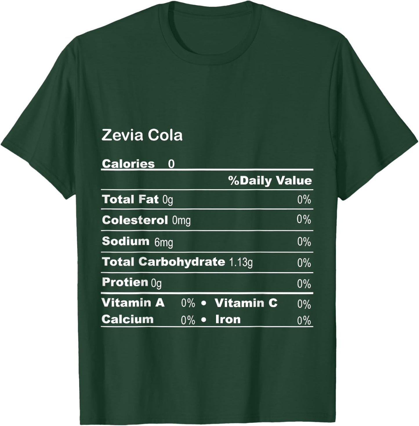 Funny Zevia Cola Thanksgiving Nutritional Fact T-Shirt - T-Shirt | Forest