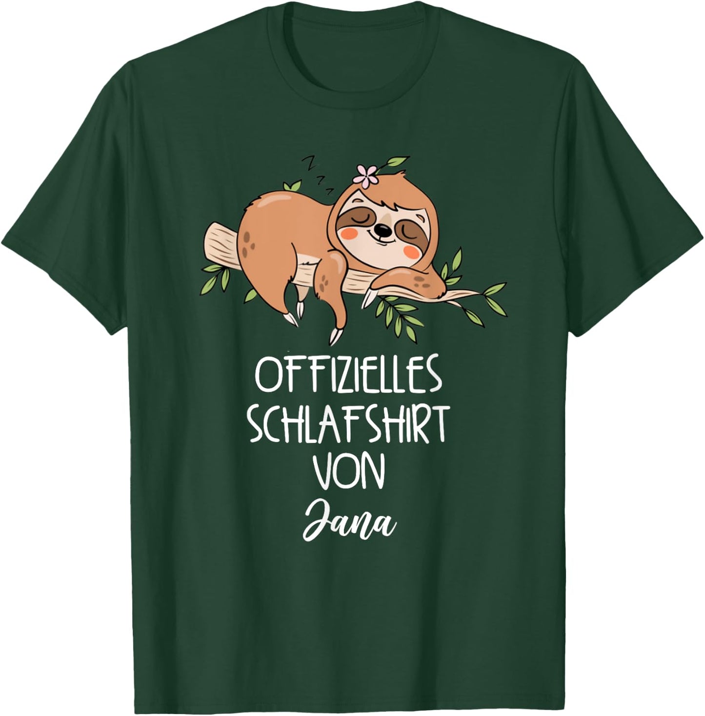 Offizielles Schlafshirt Von Jana Nachthemd Faultier T-Shirt - T-Shirt | Forest