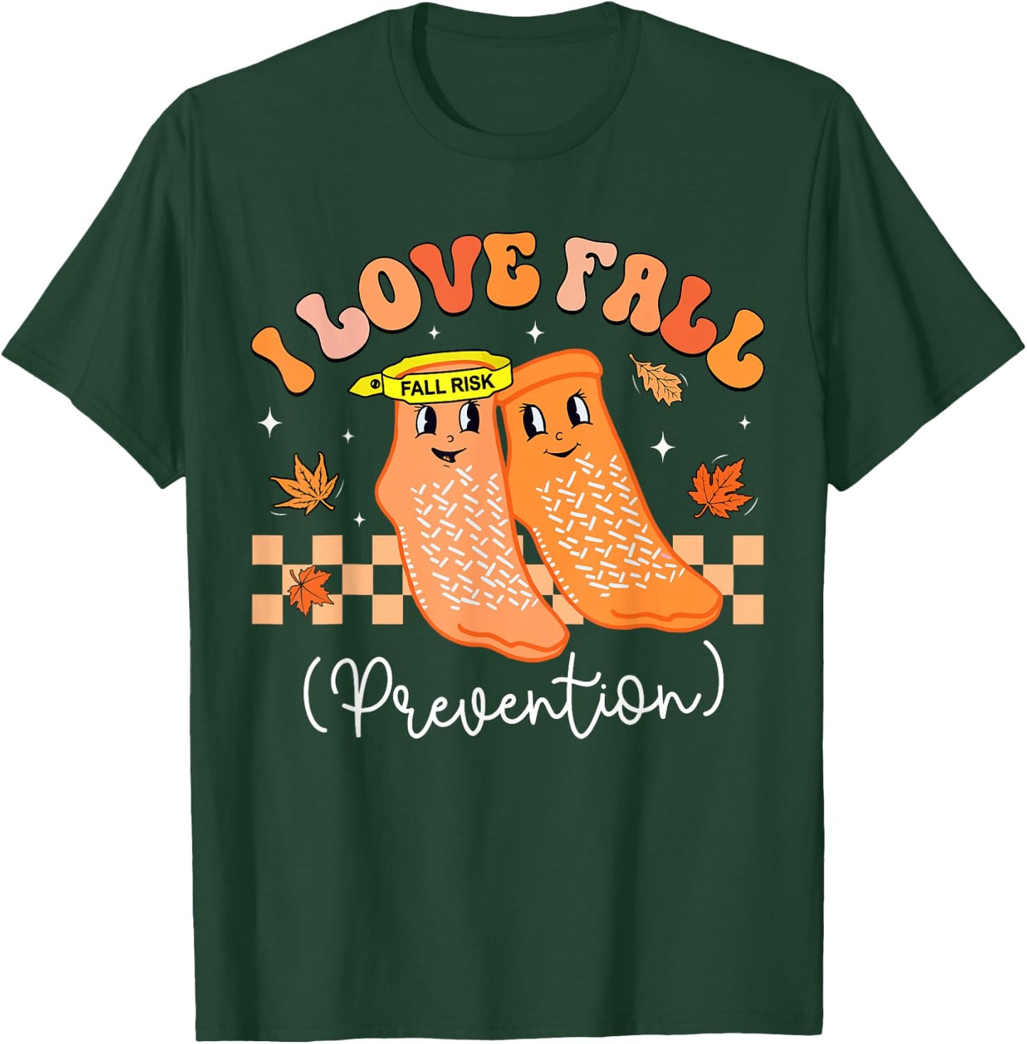 Groovy Retro I Love Fall Prevention Fall Physical Therapy T-Shirt - T-Shirt | Forest