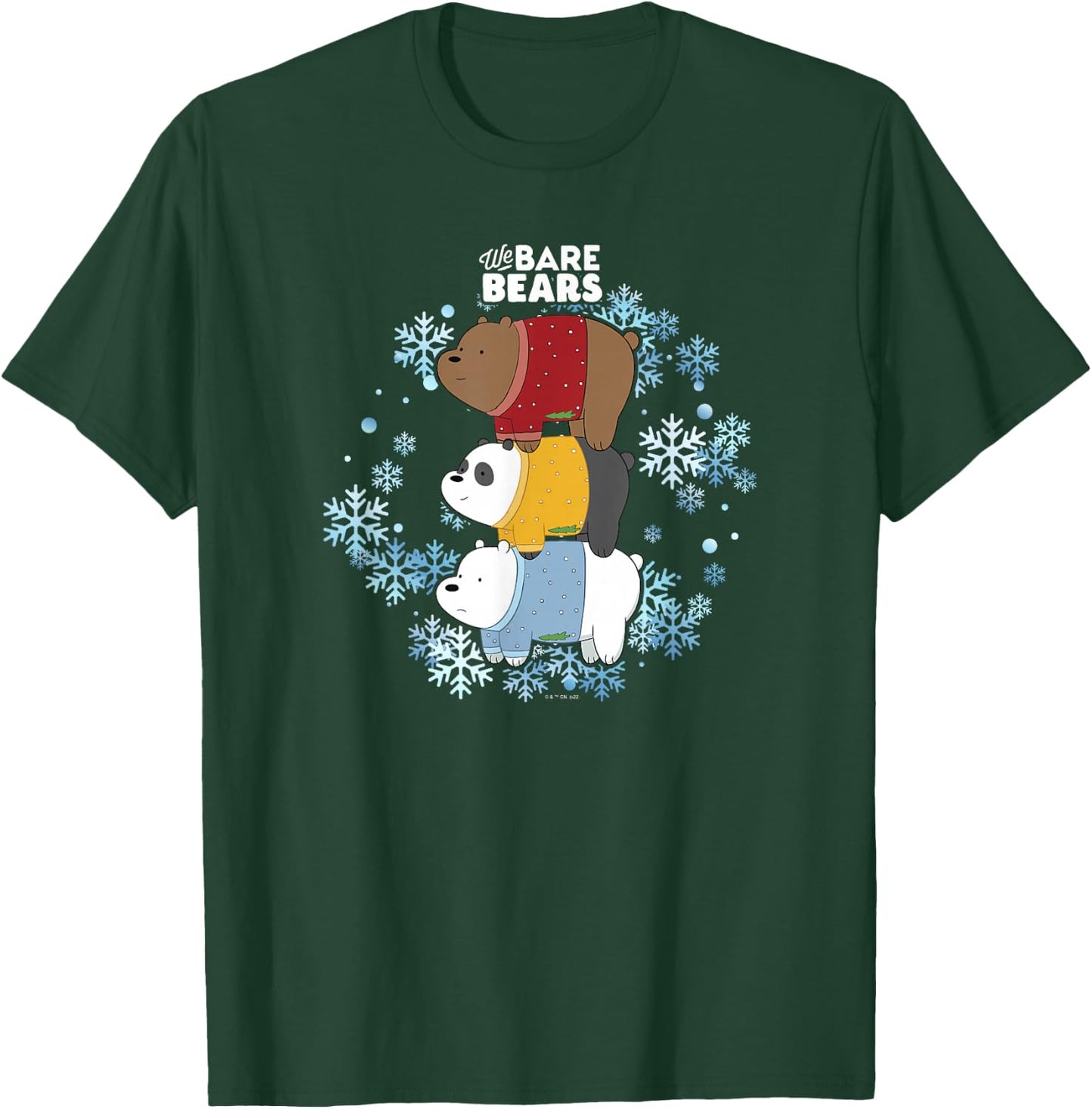 We Bare Bears Christmas Bear Squad Ugly Sweater Stack T-Shirt - T-Shirt | Forest