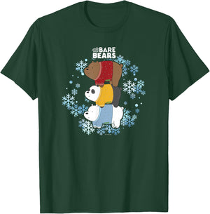 We Bare Bears Christmas Bear Squad Ugly Sweater Stack T-Shirt - T-Shirt | Forest