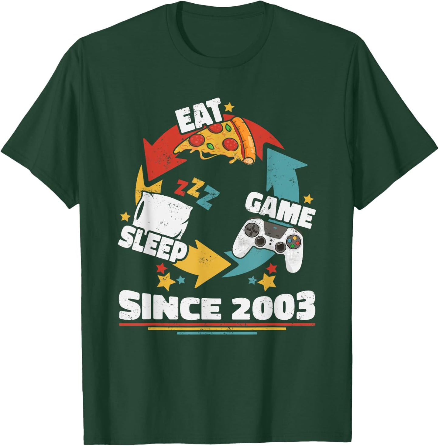 Eat Sleep Game Since 2003 Anniversaire Vintage Retro Gamer T-Shirt - T-Shirt | Forest