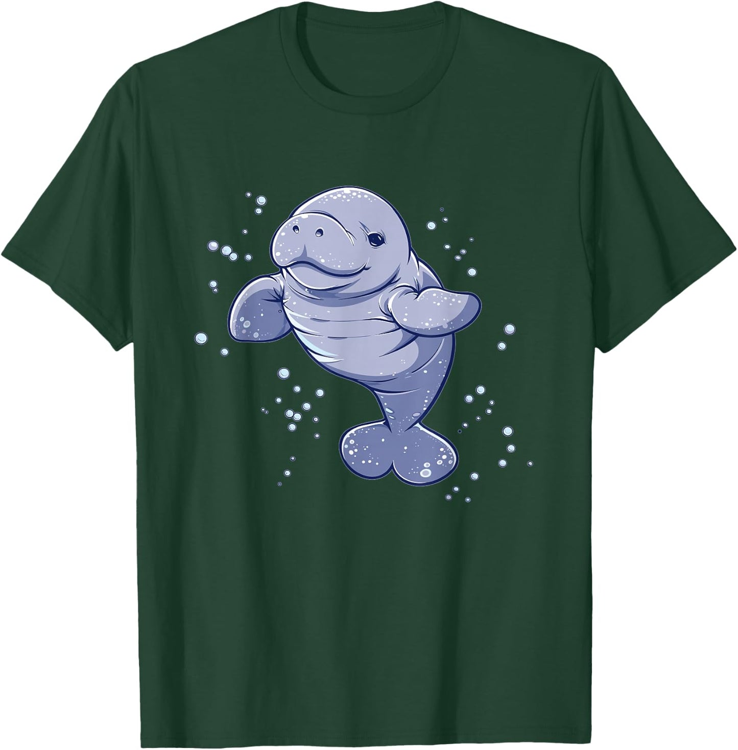 Colorful Manatee Art Cute Kids Cartoon Black U-Neck T-Shirt - T-Shirt | Forest