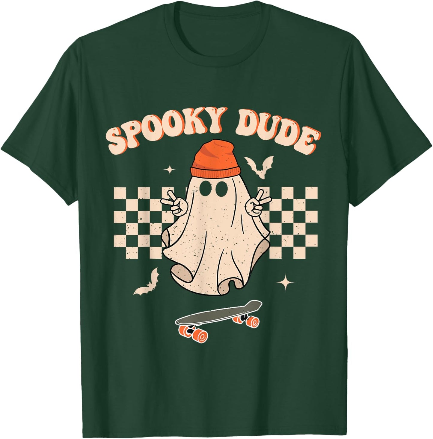 Spooky Dude Toddler Retro Groovy Hippie Halloween Cute Ghost T-Shirt - T-Shirt | Forest