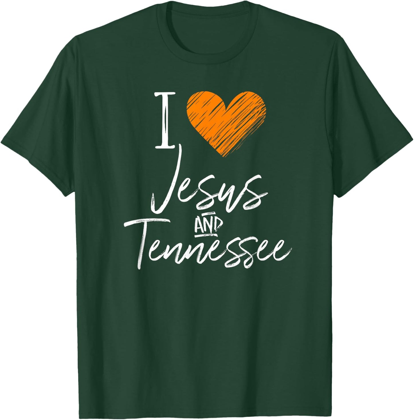 I Love Jesus And Tennessee Shirt Orange Heart Cute Fan Gift T-Shirt - T-Shirt | Forest