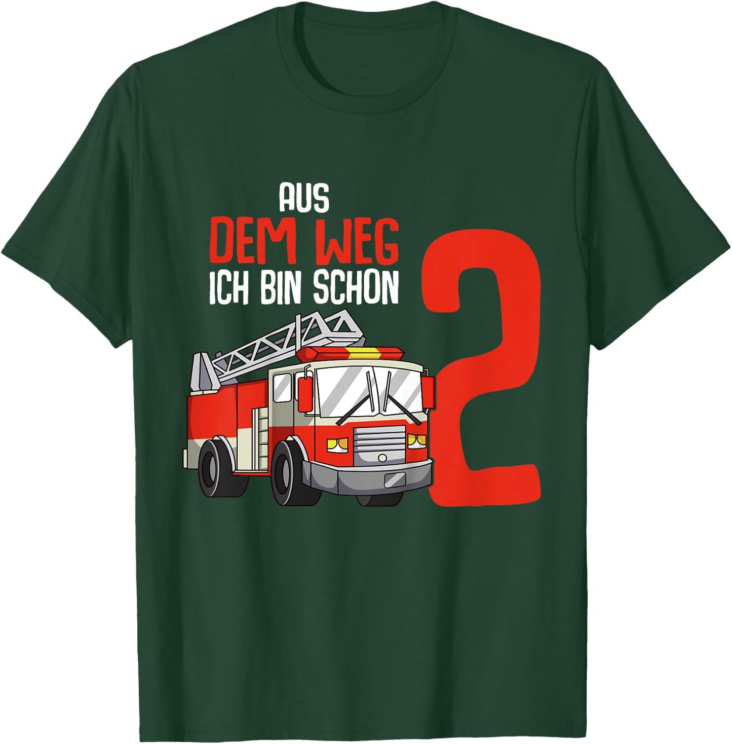 Children's 2nd Birthday Fire Brigade 2 Years Kids Boy , black T-Shirt - T-Shirt | Forest