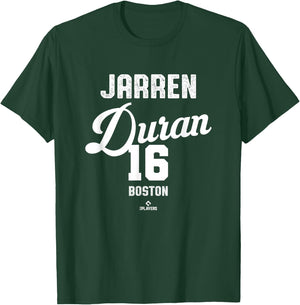 Jarren Duran 16 Boston Baseball Vintage MLBPA T-Shirt - T-Shirt | Forest