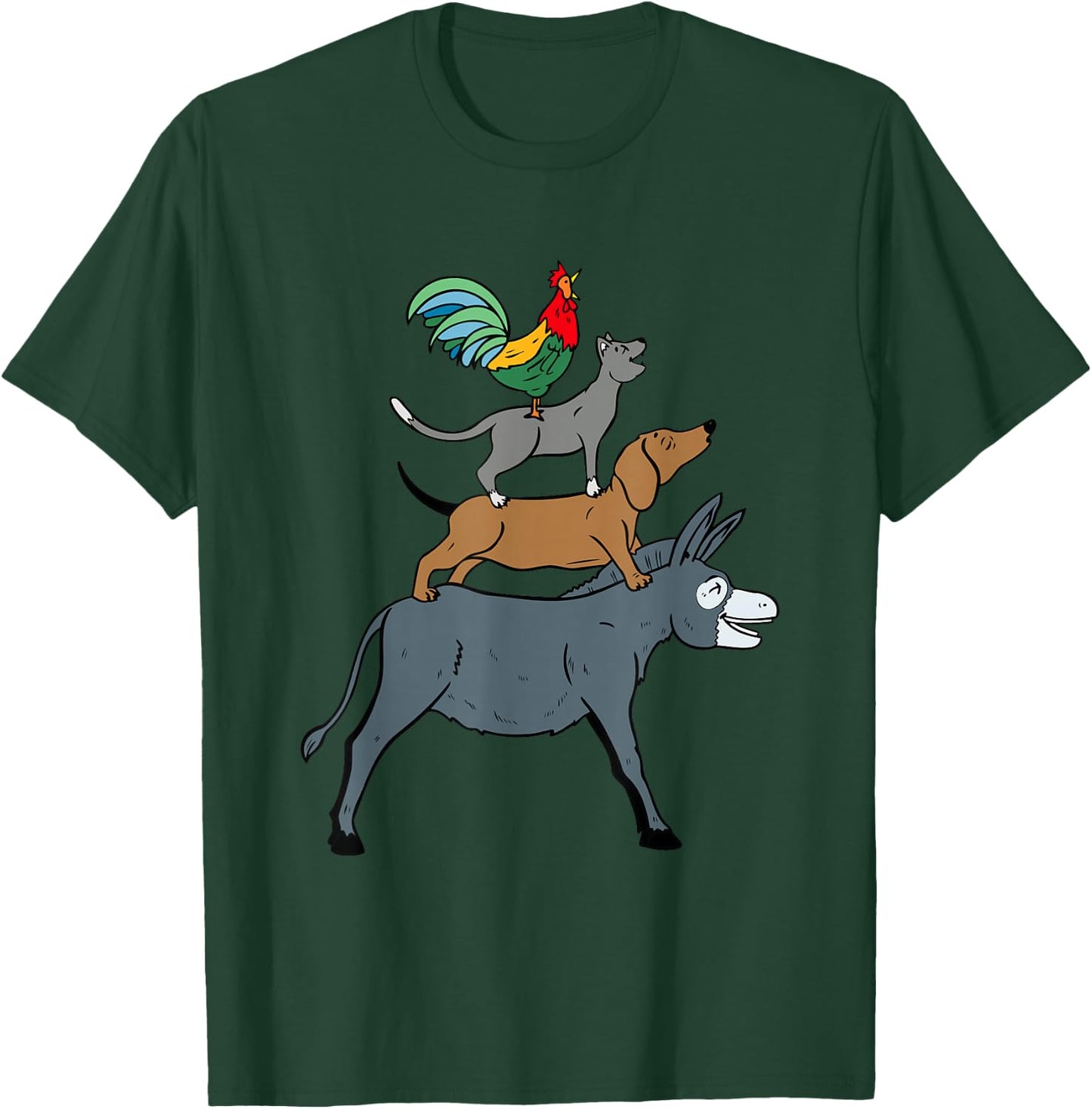 Cool Town Musicians of Bremen Illustration Graphic Designs T-Shirt - T-Shirt | Forest