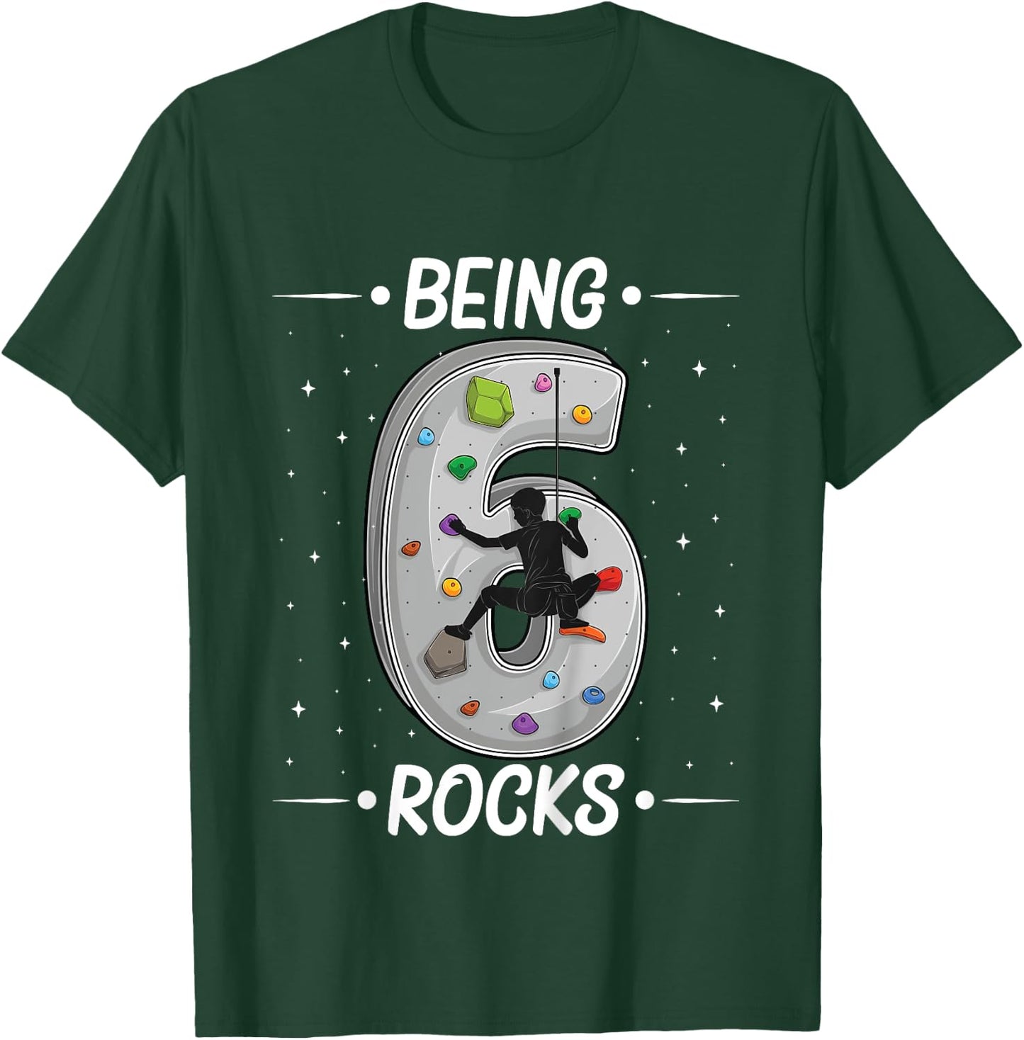 6 year old rock climbing 6th birthday Adventures Climber T-Shirt - T-Shirt | Forest