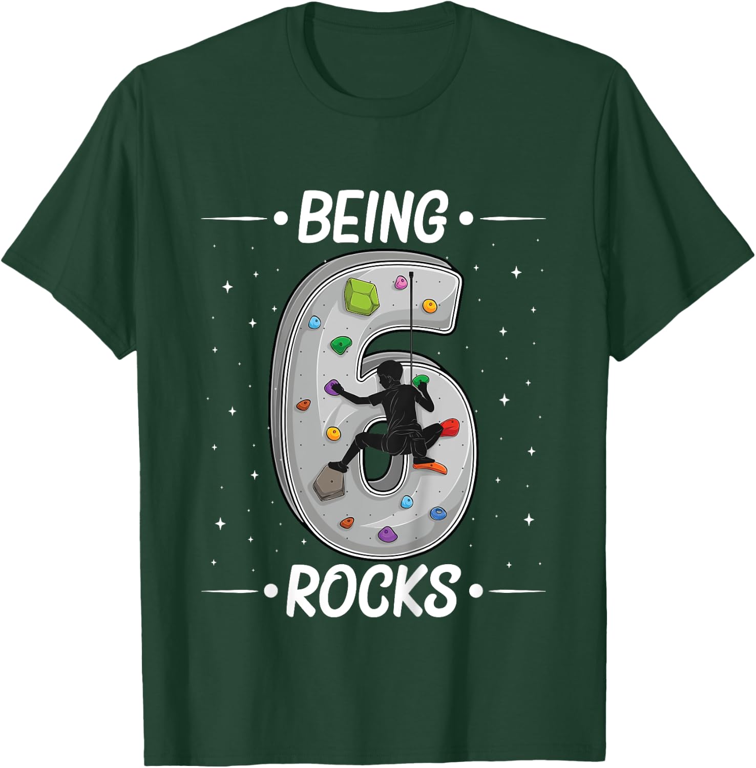 6 year old rock climbing 6th birthday Adventures Climber T-Shirt - T-Shirt | Forest