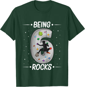 6 year old rock climbing 6th birthday Adventures Climber T-Shirt - T-Shirt | Forest