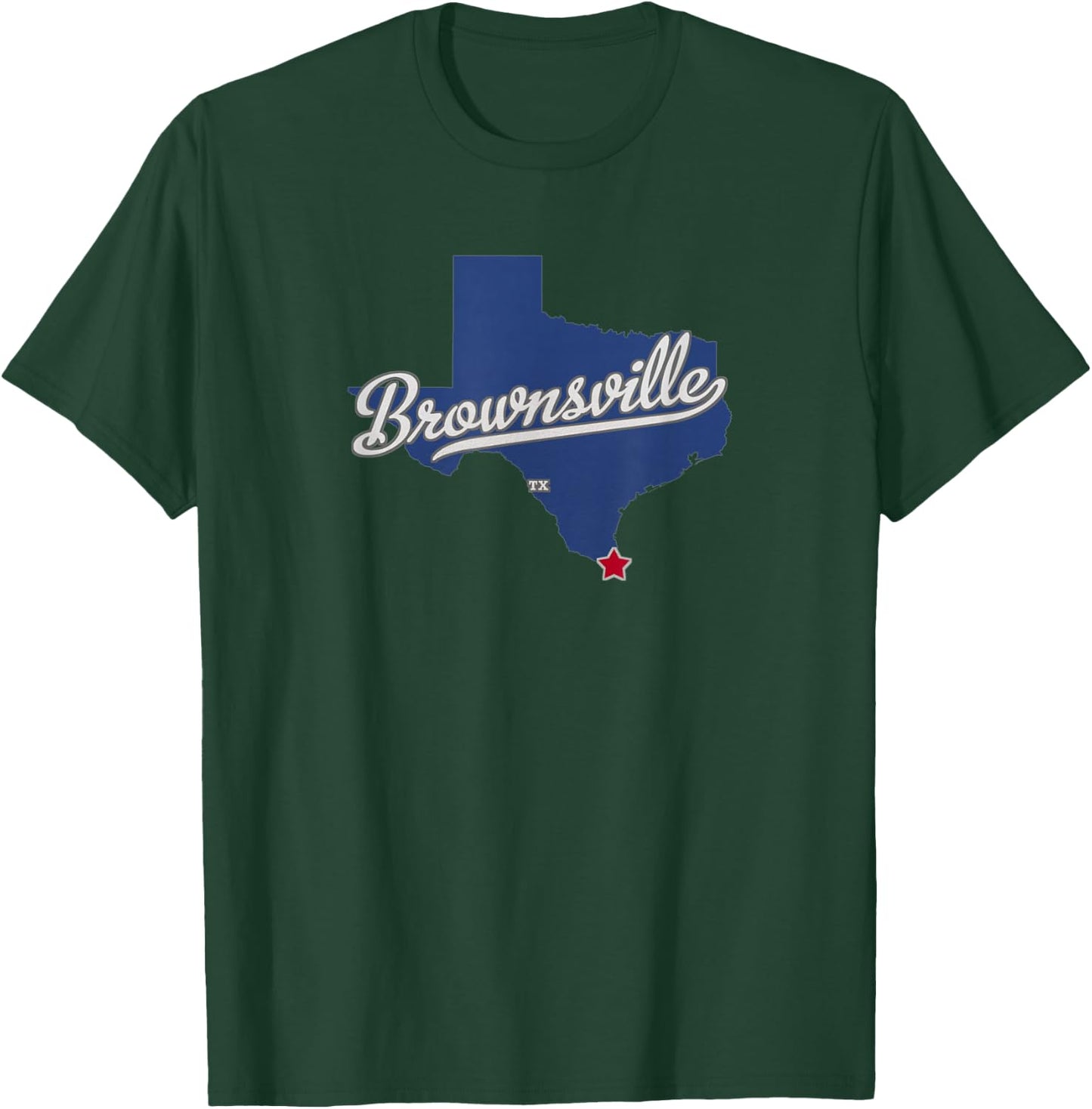 Brownsville Texas TX Map T-Shirt - T-Shirt | Forest
