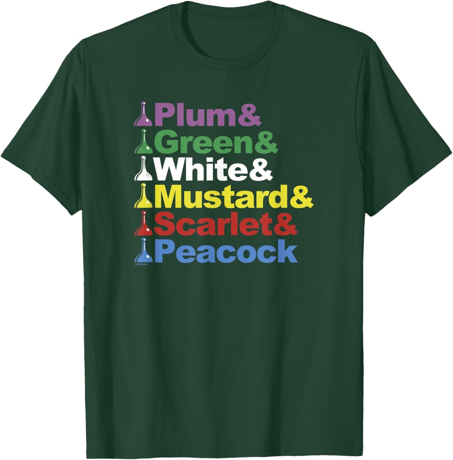 Clue Character Name Stack Game Pieces Big Text Logo T-Shirt - T-Shirt | Forest