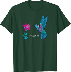 Frida Kahlo Damen , Blau, S, Kurzarm, Klassisch, Einfarbig, Rundhals-Ausschnitt, Klein, Erwachsener T-Shirt - T-Shirt | Forest
