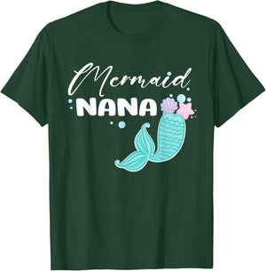 Funny Nana Mermaid Matching Family Party Mother's Day T-Shirt - T-Shirt | Forest