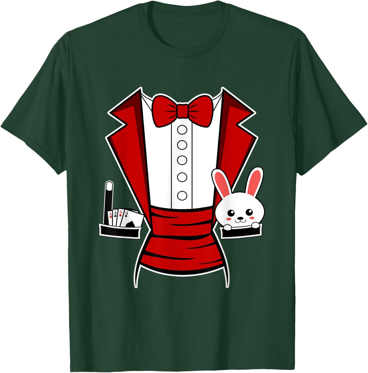 Kids Adult Halloween Magician Costume Tuxedo Magic Show Men T-Shirt - T-Shirt | Forest