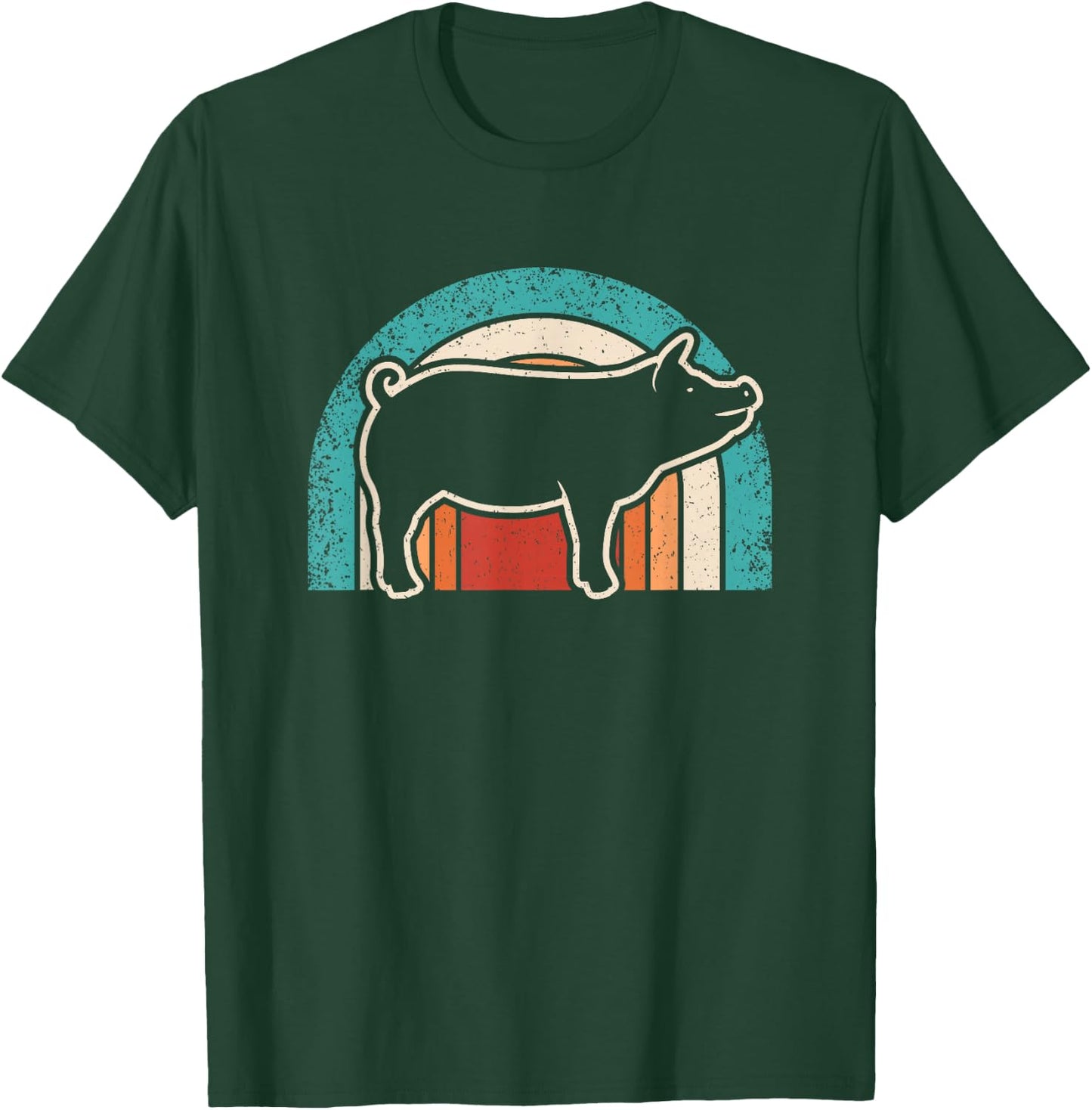 Retro Pig Lover Farmer Farming Men Women Kids T-Shirt - T-Shirt | Forest