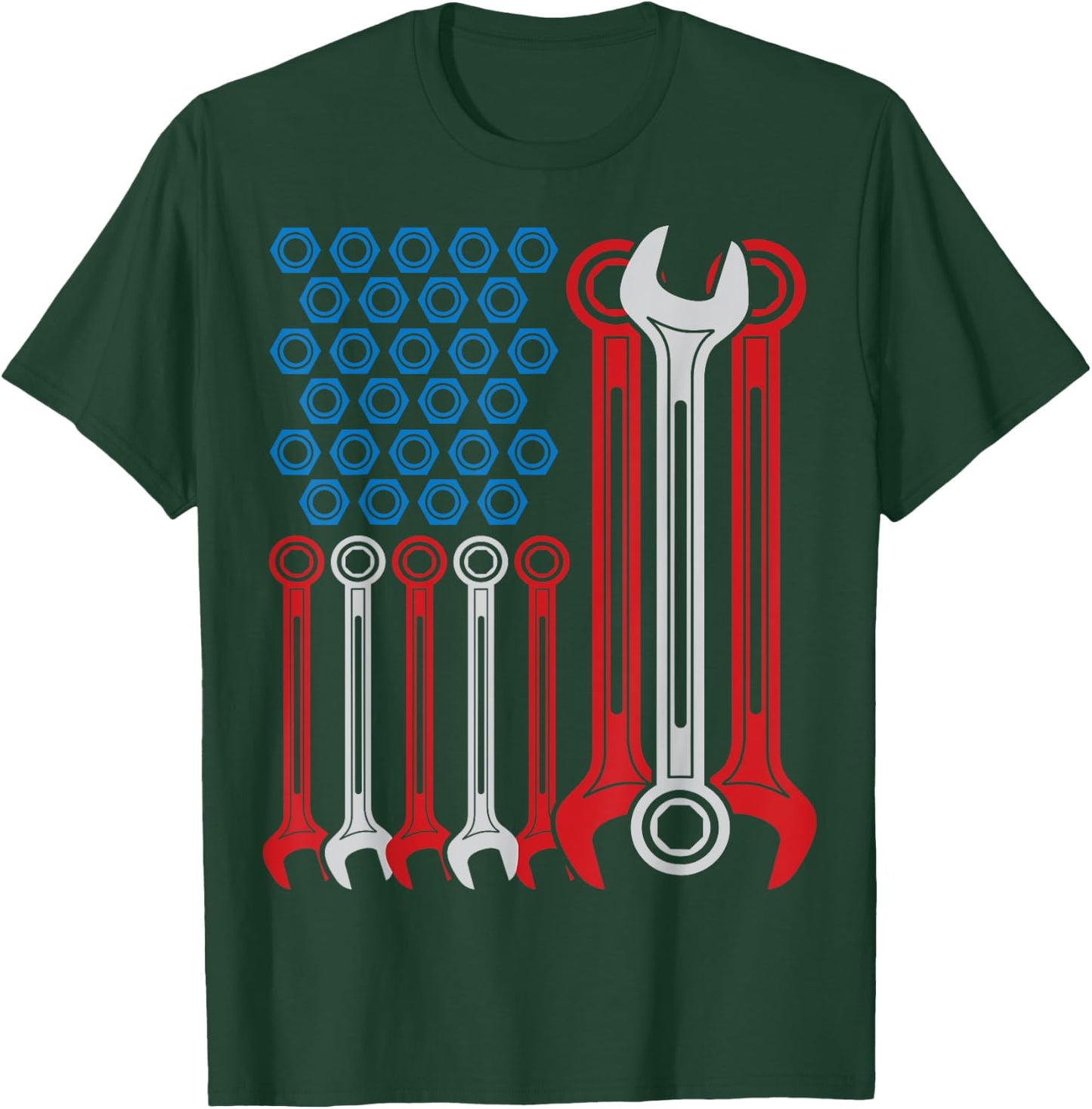Mechanic T Shirt - Patriotic Mechanic USA American Flag Kids Men T-Shirt - T-Shirt | Forest