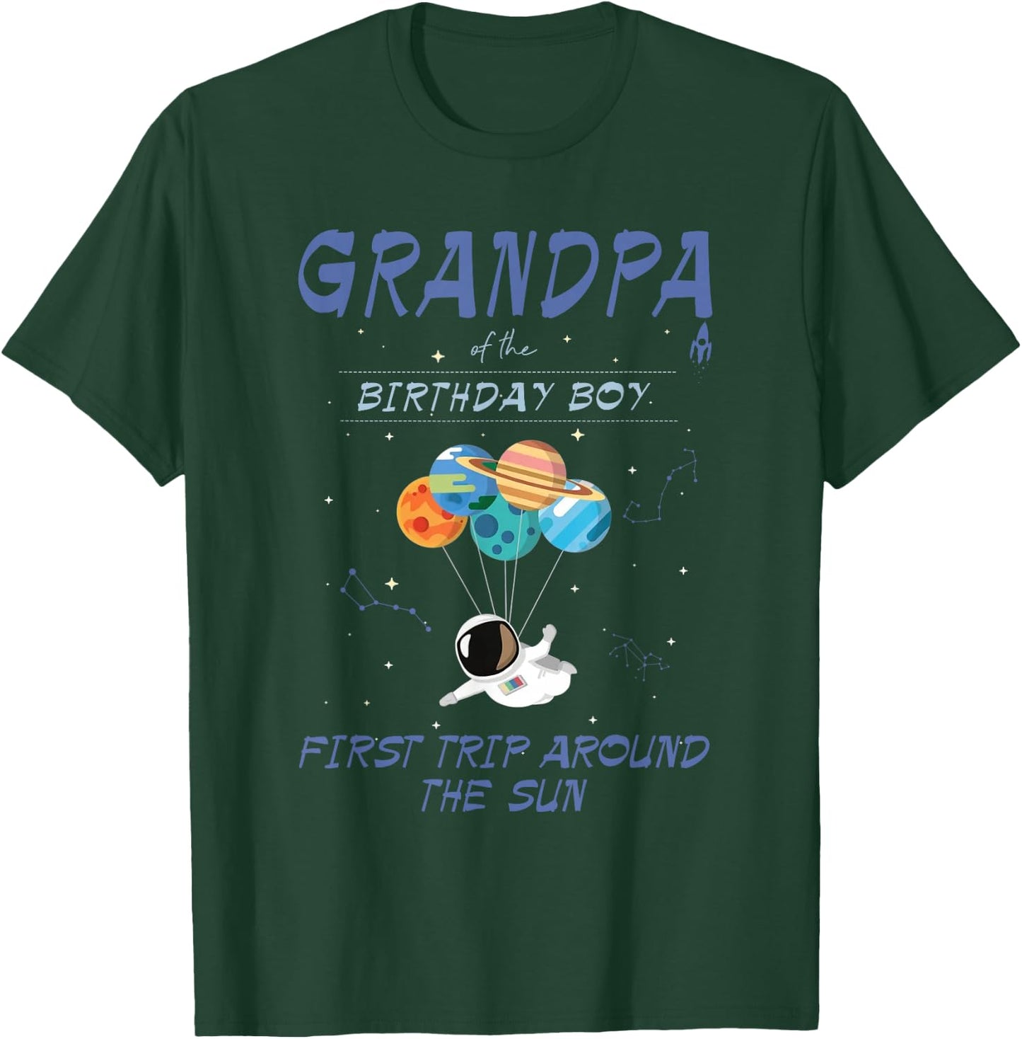 Grandpa Outer Space 1st Bday First Trip Around The Sun T-Shirt - T-Shirt | Forest