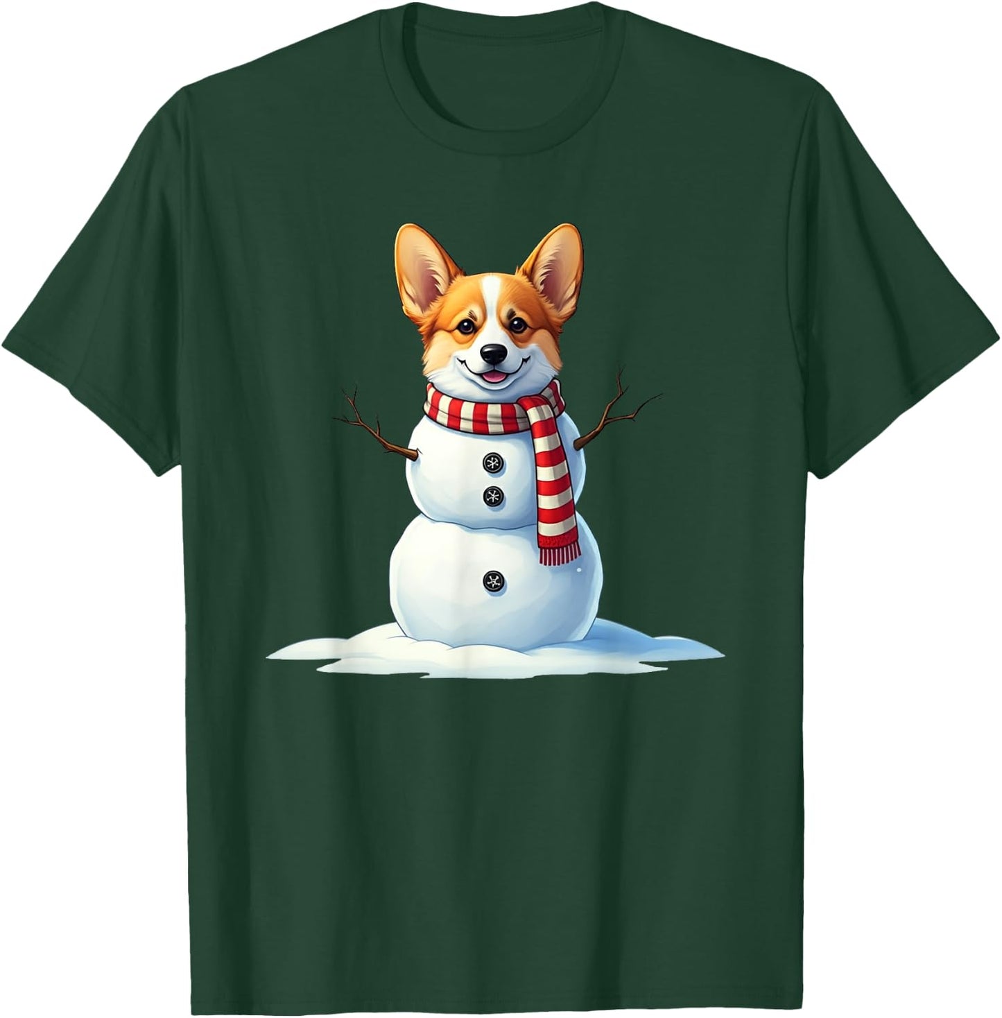 Funny Christmas Scarf with Snowman Corgi , Men and Kids T-Shirt - T-Shirt | Forest