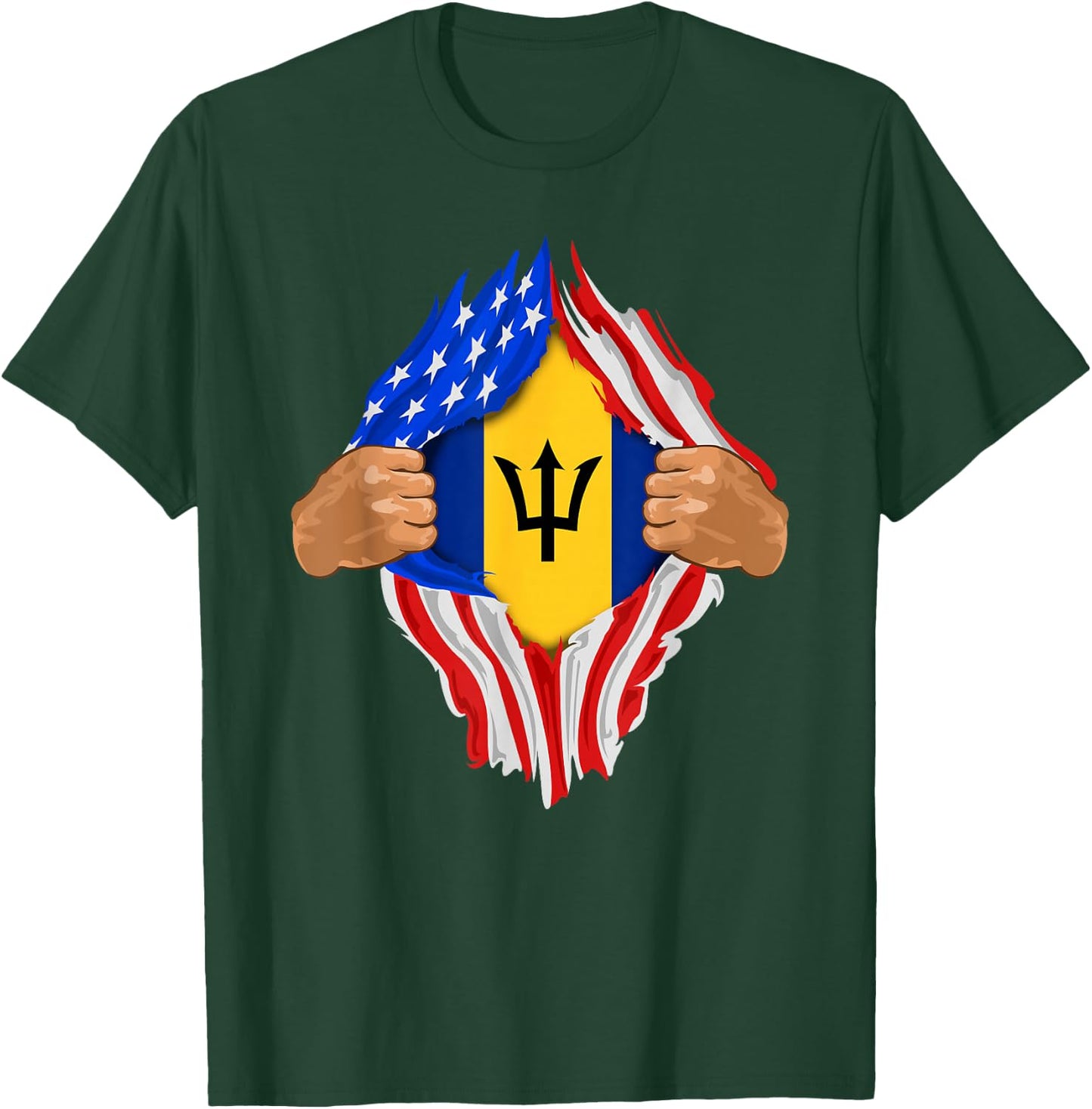 Barbadian Blood Inside Me | Barbados Flag Gift T-Shirt - T-Shirt | Forest