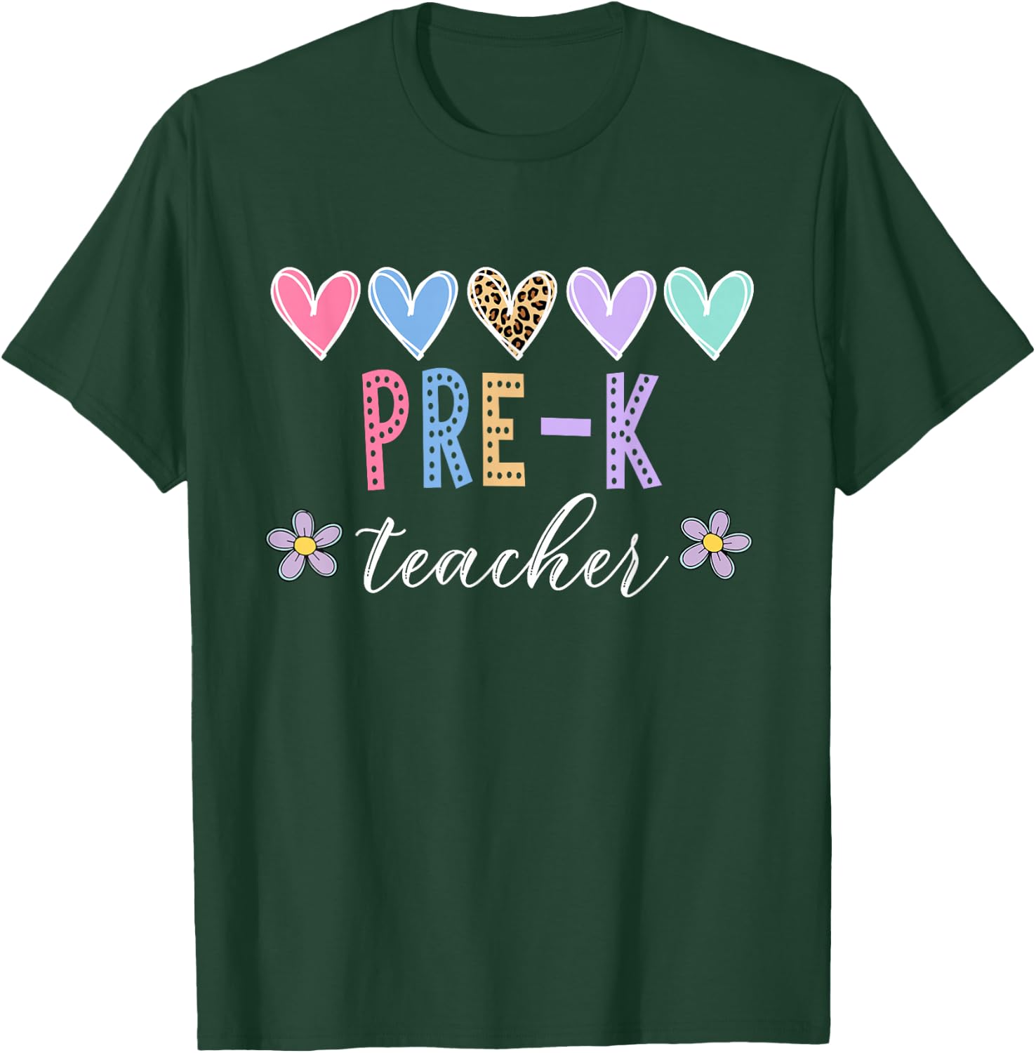 Pre K Teacher Leopard Back To School Teacher 2024 T-Shirt - T-Shirt | Forest