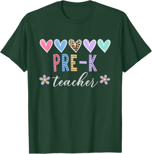 Pre K Teacher Leopard Back To School Teacher 2024 T-Shirt - T-Shirt | Forest