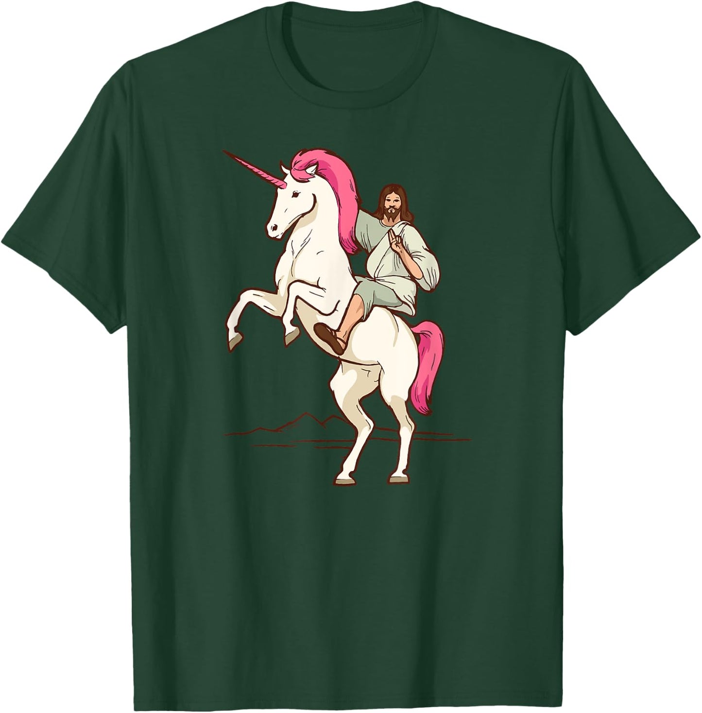 Jesus on Unicorn - Jesus Christ Riding a Unicorn T-Shirt - T-Shirt | Forest