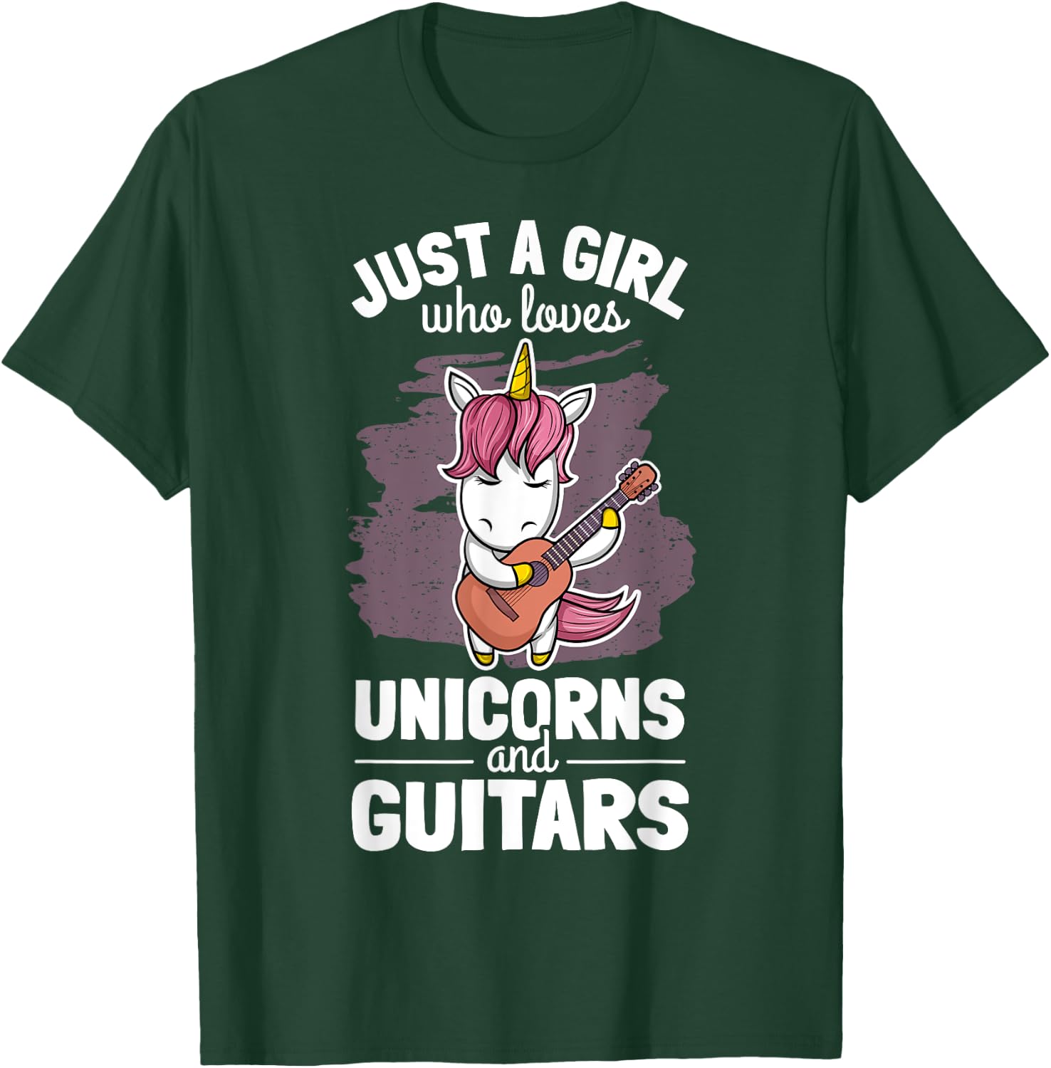 Cute Unicorn Guitar Player Woman Magical Girl Guitarist T-Shirt - T-Shirt | Forest