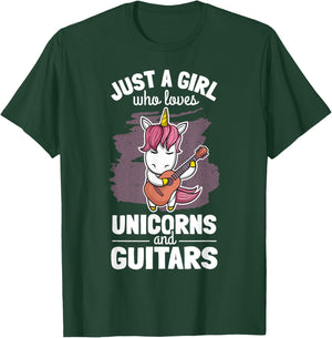 Cute Unicorn Guitar Player Woman Magical Girl Guitarist T-Shirt - T-Shirt | Forest