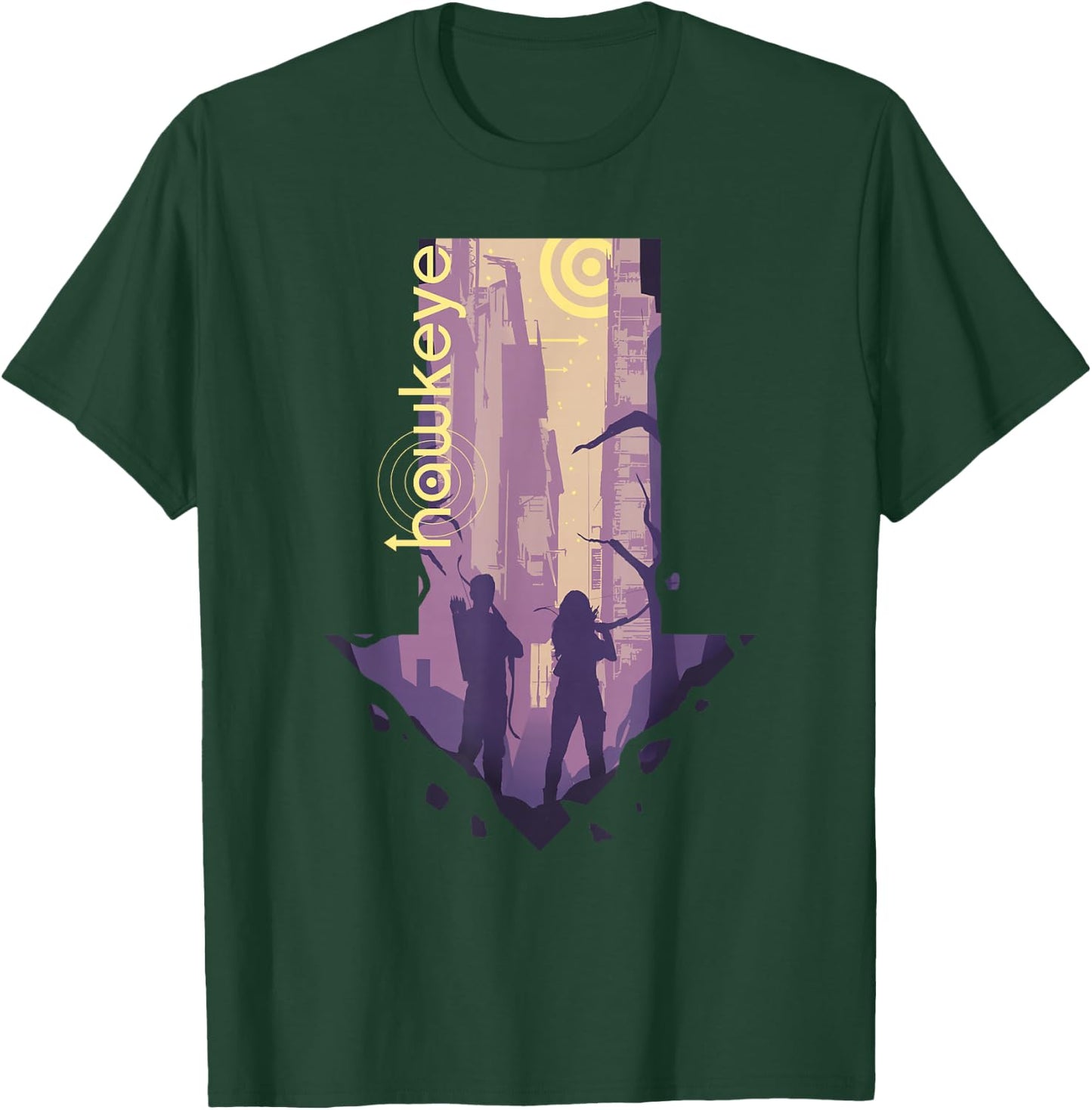 Marvel Hawkeye Group Shot Downwards Arrow Silhouette T-Shirt - T-Shirt | Forest