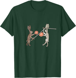 Medieval Marginalia - Rabbit sword duel - MargiKnights T-Shirt - T-Shirt | Forest