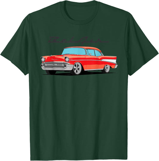 1955 55 56 57 Bel air Vintage Silhouette Classic Old Hot Rod T-Shirt - T-Shirt | Forest