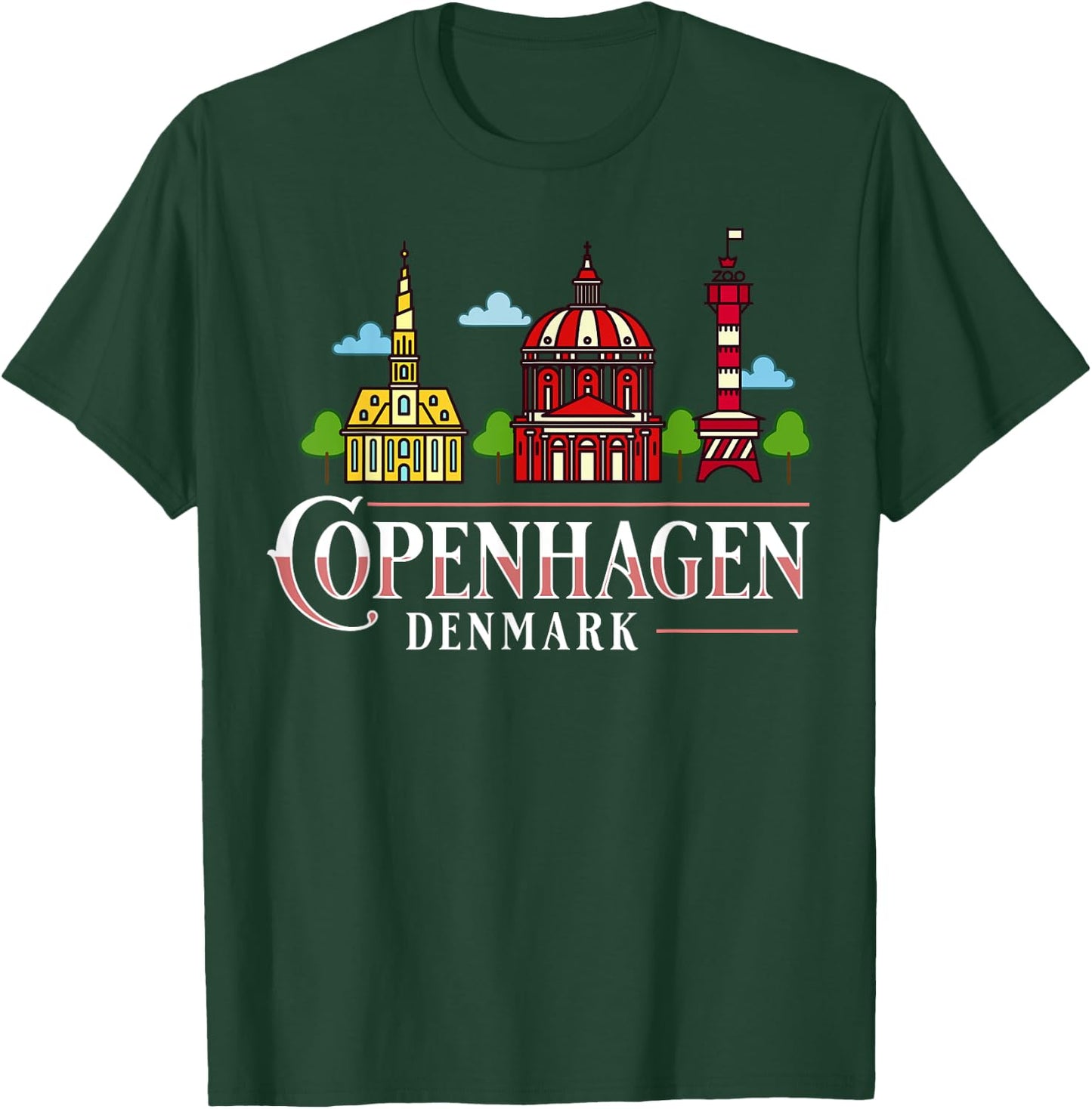 Copenhagen Denmark City Skyline Map Travel T-Shirt - T-Shirt | Forest