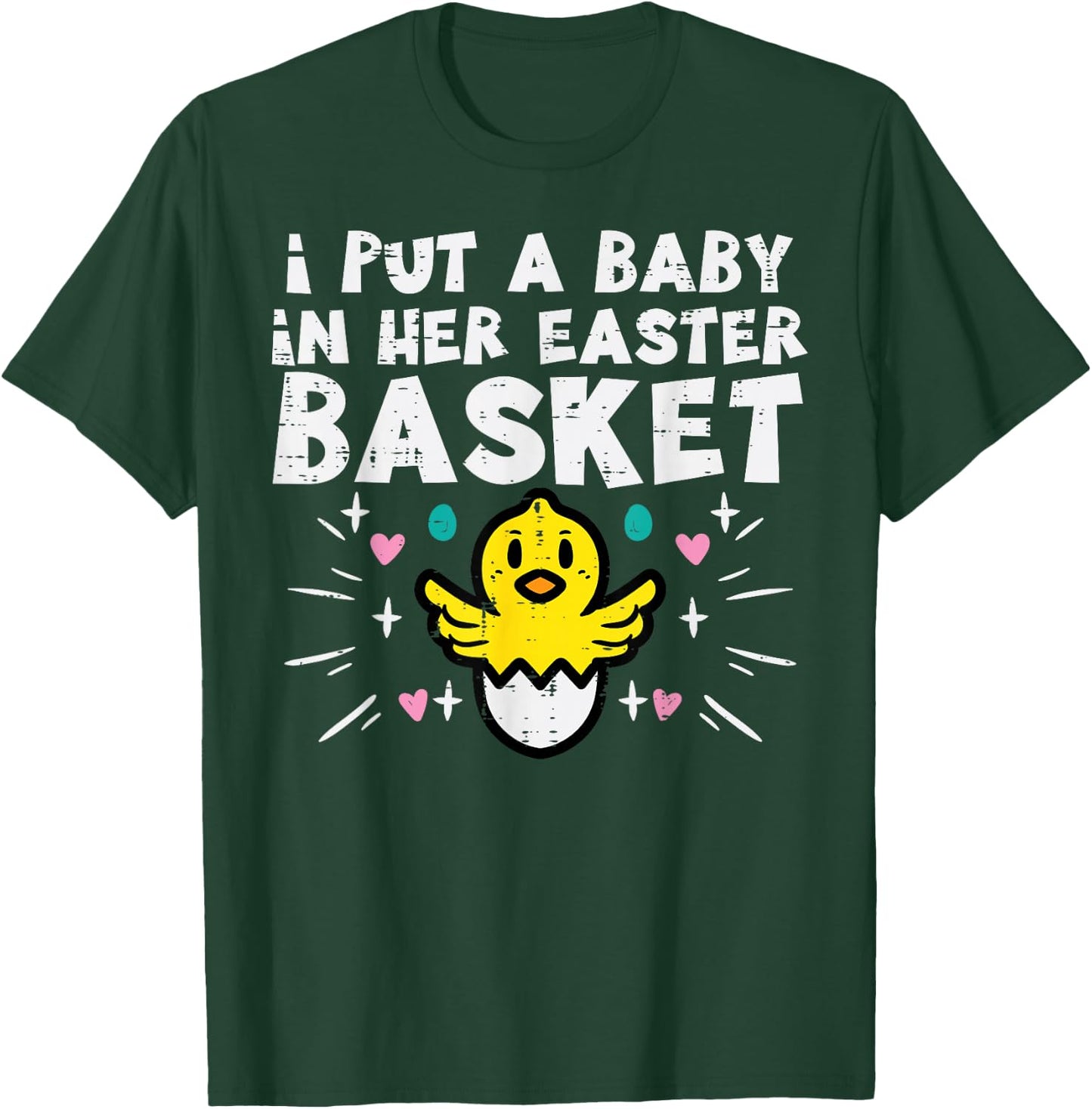I Put Baby In Her Basket Easter Pregnancy Funny Dad Men T-Shirt - T-Shirt | Forest