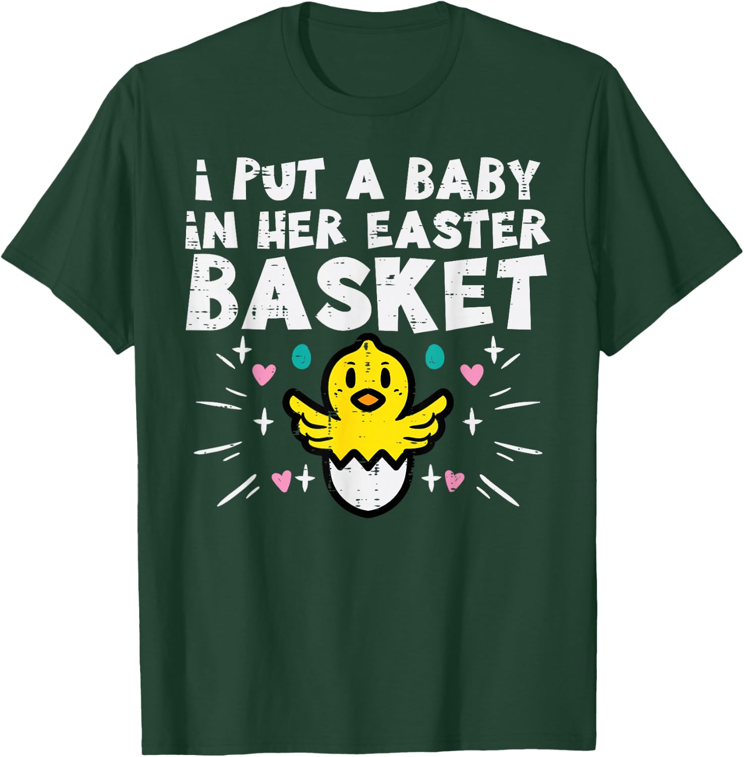 I Put Baby In Her Basket Easter Pregnancy Funny Dad Men T-Shirt - T-Shirt | Forest