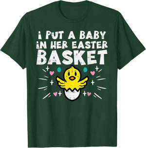 I Put Baby In Her Basket Easter Pregnancy Funny Dad Men T-Shirt - T-Shirt | Forest